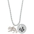 thumbnail image 1 of Delight Jewelry Silvertone Tiger Cub Silvertone Script Initial Disc - U - Charm Necklace, 20"+3", 1 of 4