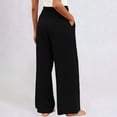 thumbnail image 4 of Mifsaly Wide Leg Linen Pants for Women Flowy Summer Beach Vacation Pant High Waisted Smocked Elastic Waist Casual Trousers with Pockets XXL, 4 of 5