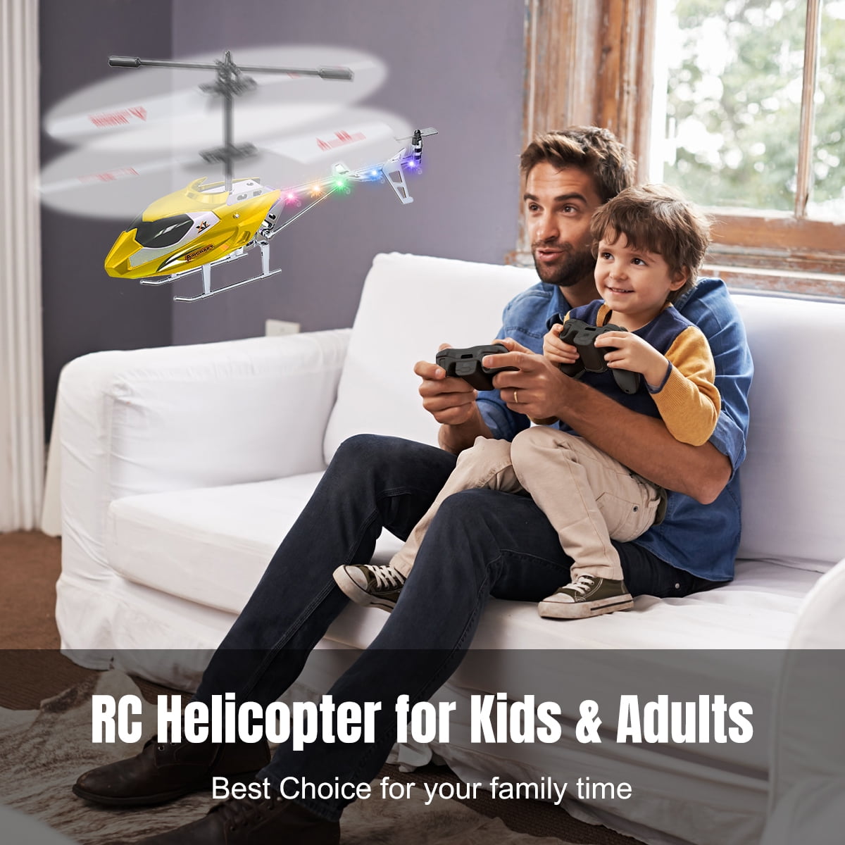 PayUSD Remote Control Helicopter Mini Gyroscope RC Helicopters LED Light for Indoor to Fly for Kids and Beginners, Yellow