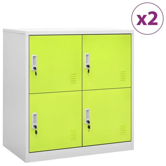 vidaXL Locker Cabinets 2 pcs Light Gray and Green 35.4"x17.7"x36.4" Steel