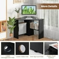 thumbnail image 4 of CRXX Corner Computer Desk, 90 Degrees Triangle Desk w/Shelves & CPU Stand, Compact Vanity Makeup Table with Storage, Corner Desks for Small Spaces (Black, 33.5''), 4 of 20