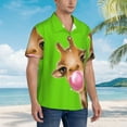 thumbnail image 6 of Uemuo Funny Giraffe Blowing Bubble Printed Regular Fit Short Sleeve Casual Hawaiian Shirt for Men,Aloha shirt,Tropical shirt,Floral print shirt,Vacation Beach shirt-Small, 6 of 9