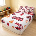 thumbnail image 3 of Erosebridal Fire Truck Zipper Queen Comforter Set with Fitted Sheet and 2 Pillowcases, Firefighter Zipper Bedding Set, White Red, 3 of 7