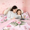 thumbnail image 4 of Homewish Kawaii Plant Mushrooms Full Size Comforter Sets,Cute Pink Floral Leaves Bedding Comforter Set,Pink Reversible,3-Piece,1 Comforter and 2 Pillowcases, 4 of 7