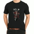 thumbnail image 3 of Christmas Santa Claus Motorcycle Let's Go Print Holiday Party Gift Wear Black Graphic T-Shirt for Men and Women, 3 of 4