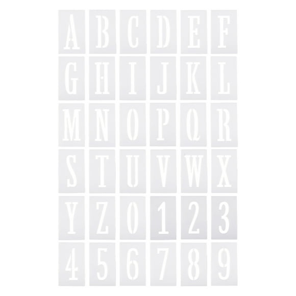 Plantillas de Letras y Números Uxcell de 4 Pulgadas, Ancho de 3 Pulgadas, Reutilizables, Set de 36, Blanco
