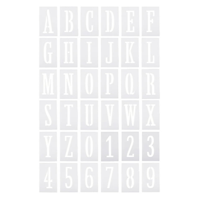Unique Bargains 3 Inch Letter Number Stencils 2.4' Width Reusable Alphabet Numbers Templates Set, White 36 Pack