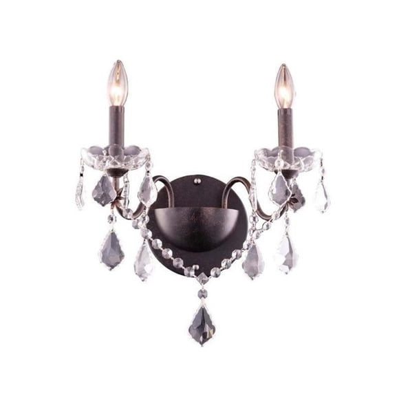 Elegant Lighting St. Francis Transitional 2 Light Royal Crystal Wall Sconce Dark Bronze