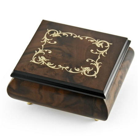 Classic Walnut Stain Arabesque Wood Inlay Music Box - Under the Sea (The Little Mermaid) - SWISS