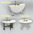 thumbnail image 3 of Folding Dining Table Saving Folding Dining Table,Round Drop Leaf Kitchen Dining Room Tables, Universal Wheel with Brake for Kitchen Home Party (Color : White B, Size : 120cm/47.2in), 3 of 6