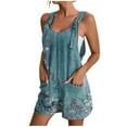 thumbnail image 5 of JULMCOMO sexy Rompers for Curvy Women Sleeveless Wide Leg Shorts Jumpers Flowy Summer Casual Adjustable Strap Overalls with Pockets Light Blue XXL, 5 of 6
