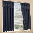 thumbnail image 6 of Usbinx Life No Drill Blackout Curtain Double Layer Thermal Insulated Room Darkening Drapes Rental Friendly Window Covering for Bedroom Living Room Bay Window 39x35 Inch, 6 of 7