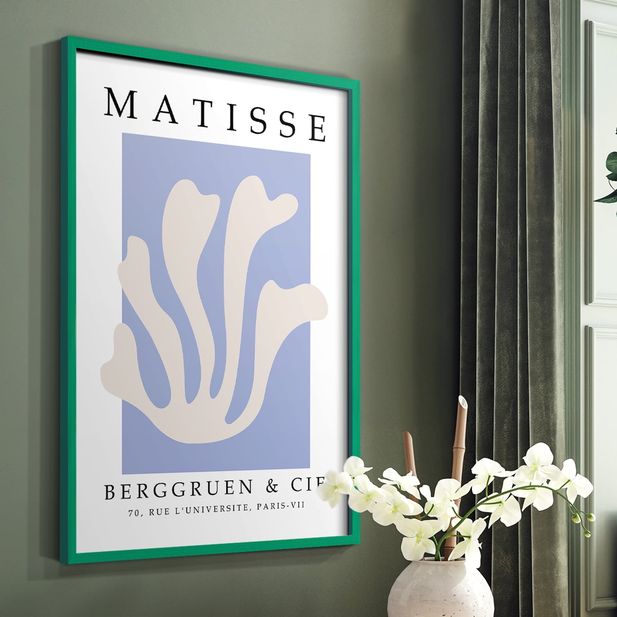 Matisse CCCXLVII in Green Solid Wood 22 x 28 Framed Print