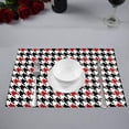 thumbnail image 2 of MKHERT Abstract Black and Red Houndstooth Placemats Table Mats for Dining Room Kitchen Table Decoration 12x18 inch,Set of 6, 2 of 4
