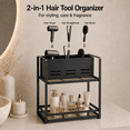 thumbnail image 4 of KEXIBO 2-Tier Metal Hair Tool Organizer with Blow Dryer Holder, Bathroom Countertop Storage Rack for Makeup & Skincare, Space-Saving Vanity Shelf, Black, 4 of 10