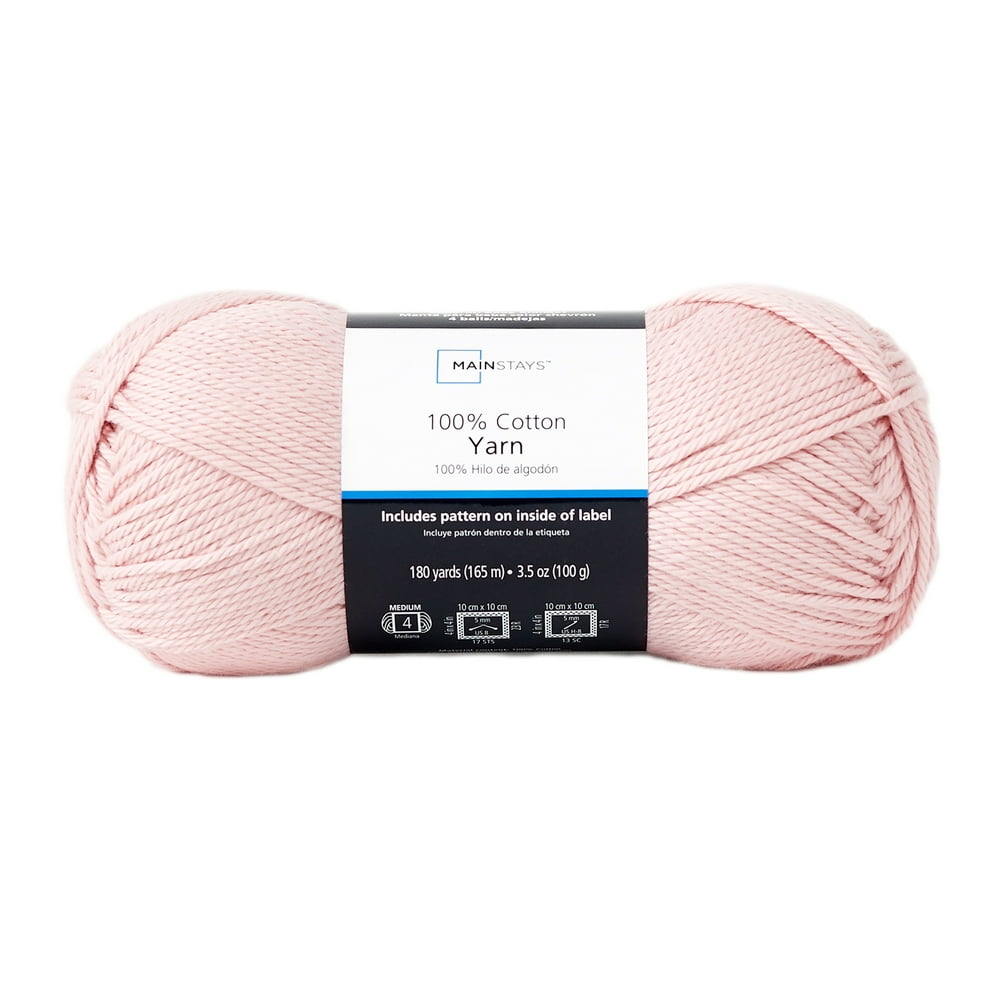 Mainstays 100 Cotton Yarn Daylily Pink 3.5oz 180yds 4 Medium