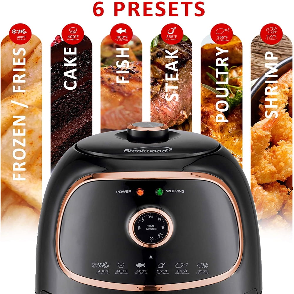 Brentwood Appliances AF-202BKC 2 Quart Small Air Fryer Copper with Timer and Temp Control