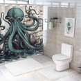 thumbnail image 7 of Creowell  Nautical Octopus Shower Curtain Funny Fun Kraken Monster Ocean Anime Pirate Sea Life Monster Cool Sailboat ShipPolyester Fabric Waterproof 69x72, 7 of 7