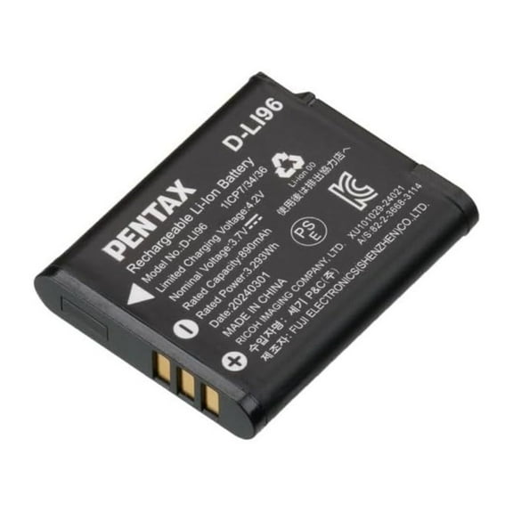 Pentax D-Li96 890mAh Rechargeable Lithium-Ion Battery for Pentax WG-1000 Cameras (Black)