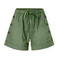 thumbnail image 3 of TRUBKH shorts for women athletic shorts for women linen shorts womens shorts casual bermuda shorts for women Summer Large Size Elastic Decorative Buttons Pocket Casual Shorts Mint Green L, 3 of 6