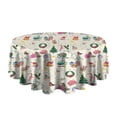 thumbnail image 5 of Beige Christmas Santa Pattern Round Tablecloth 60"x60",Wrinkle Wipeable Table Cloth for Kitchen Dining Room Picnic Patio Party, 5 of 6