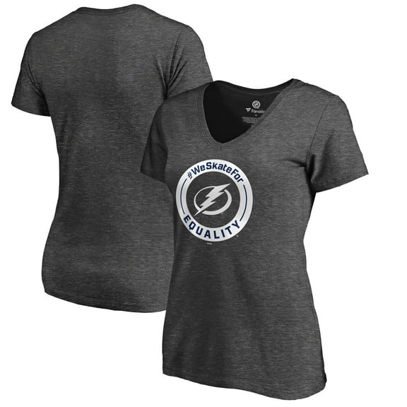Women's Heather Gray Tampa Bay Lightning #WeSkateFor V-Neck T-Shirt