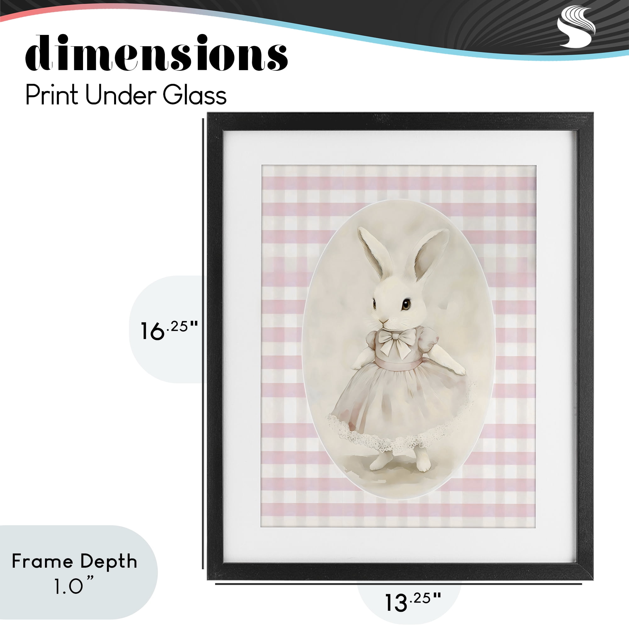 Stupell Industries Sweet Pink Girl Bunny Black Framed Print Under Glass, design by Arlington Prints