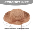 thumbnail image 2 of Sombrero de paja ajustable con circunferencia de 52 a 58 cm para mujer, para exteriores, con lazo grande, para playa y parasol, 2 of 5