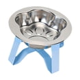 thumbnail image 4 of Comedero elevado para gatos, de acero inoxidable, práctico y fácil de limpiar, moderno, con soporte elevado para gatos, perros pequeños y gatitos. Azul, 4 of 8