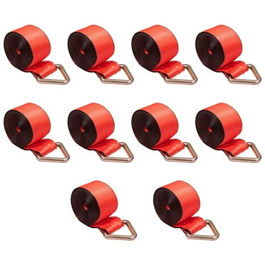 10 Pack Winch Straps 4" x 30' Red Heavy Duty Tie Down w/Delta Ring WLL# 5400 lbs | 4 Inch Cargo Control for Flatbed Truck Utility Trailer