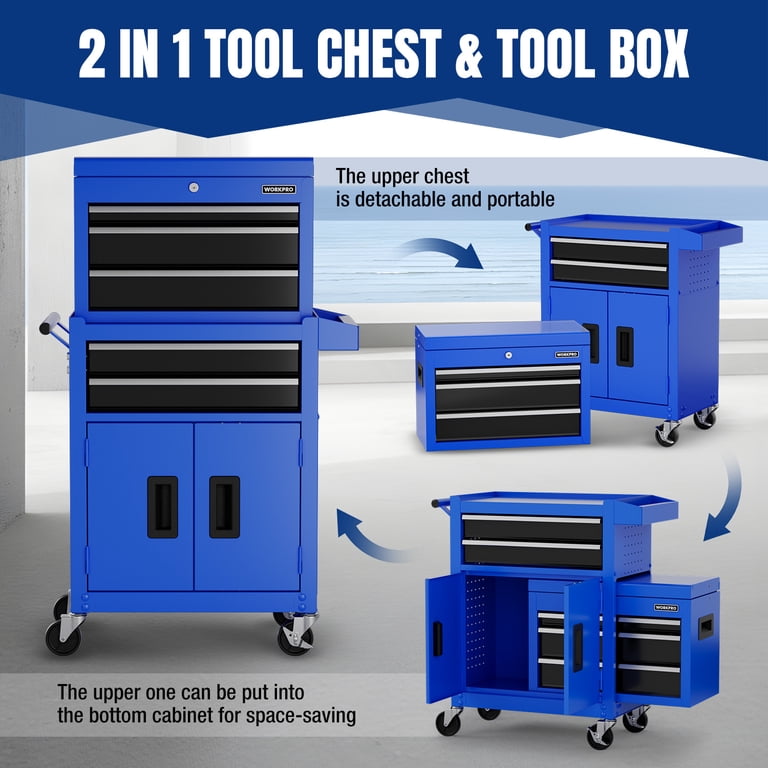 WORKPRO 20" Rolling Tool Chest, 5-Drawer Storage Cabinet photo 6