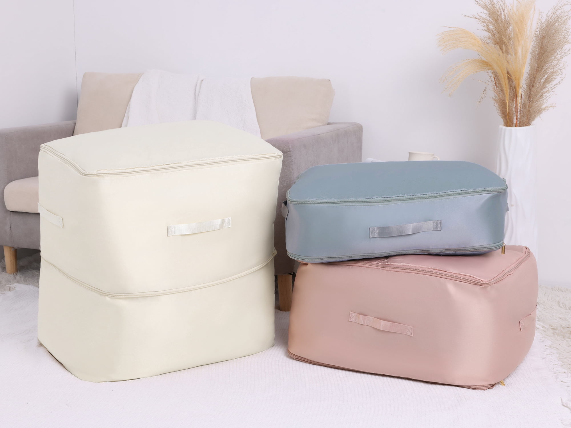 Unique Bargains 1 Pack Clothes Storage Bags Moving Bags Beige 21*16.5*12in