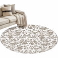 thumbnail image 2 of 3.3ft Round Rug, Brown Flower Non-Skid Rubber Backing Large Area Rugs - Living Room Bedroom Home Office, Vintage Farmhouse Boho Leaf Spring Plant Indoor Floor Mat Carpets Washable Rug, 2 of 9