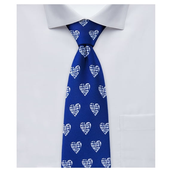 Jacob Alexander Happy Valentine's Day Big White Hearts Pattern Extra Long Neck Tie for Big and Tall Men - Blue