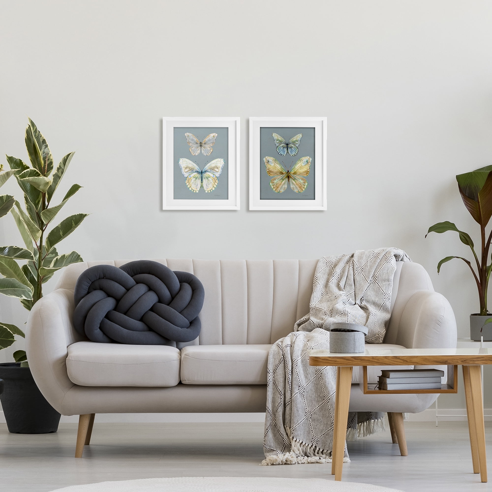 Stupell Industries Butterfly Pairs over Slate 2 Piece White Framed Print Under Glass Set, design by Carol Robinson