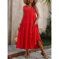 thumbnail image 5 of 2024 Women Dress Summer Casual Brand Vacation Holiday Beach Long Dresses V-neck Loose Elegant Yellow Black RUFFLES Dress Femme, 5 of 9