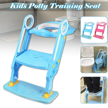 Kid Trainning Potty Toilet Trainer Seat Portable Baby Toddler Soft Toilet Chair Ladder Kids Adjustable Safety Potty Training Seat With Floor Pads For Boys and (Best Way To Potty Train A Girl)