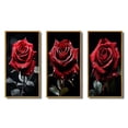 thumbnail image 2 of Designart "Red Black Rose gracefulness II" Floral Framed Wall Art Set Of 3 - Red Rose Frame Gallery Wall Set For Home Decor, 2 of 7