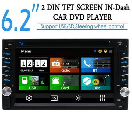 Universal Double 2din 6.2 inch Capacitive Touch Screen 2 Din Car Audio Stereo Head Unit Car DVD CD MP3 Player Autoradio In dash Car Radio Support FM AM RDS 1080p Subwoofer EQ Win8 UI+Remote