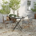 thumbnail image 3 of Merrick Lane Set of Two Stacking Thonet French Bistro Style Chair with Arms, Black & White Textilene Seat, and Bamboo Metal Frame for Indoor/Outdoor Use, 3 of 16