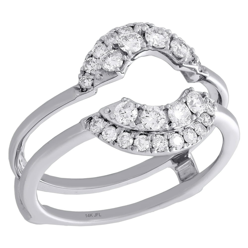 Jewelry For Less - 14K White Gold Diamond Half Round Enhancer Wrap ...