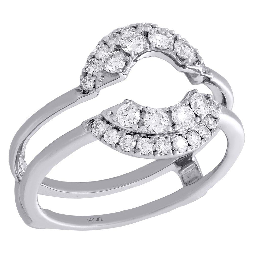 Jewelry For Less 14K White Gold Diamond Half Round Enhancer Wrap