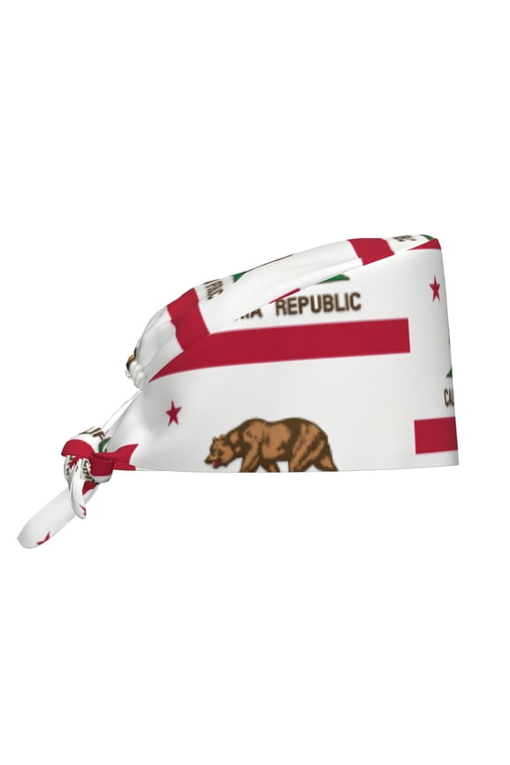 Women Adjustable Working Cap California Flag Cleaning Hat