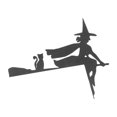 thumbnail image 3 of Letrero de esquina para puerta de gato con bruja en escoba, innovador e interesante, decoración para esquinas de puertas, letrero de Halloween en ángulo recto., 3 of 14