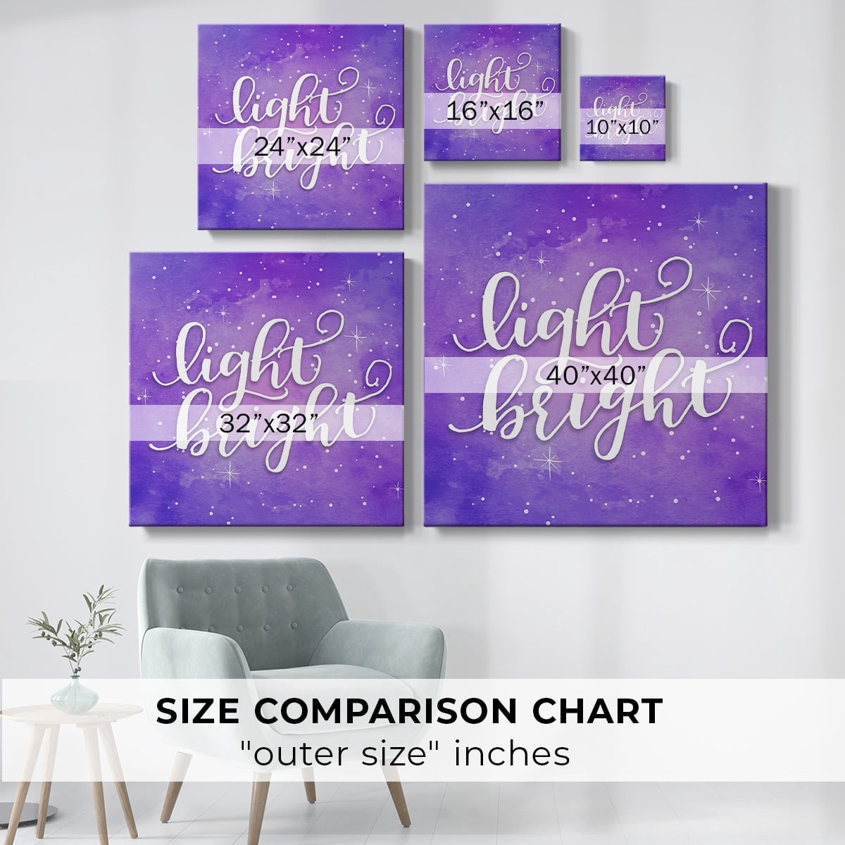 Light Bright Handlettering- Gallery Wrapped Canvas