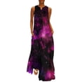 thumbnail image 2 of Robe Imprimée Espace Magique Violet Galaxie Maxi Robe Mode Coréenne Boho Plage Longues Robes Femme Col en V Design Oversize Vestido, 2 of 5