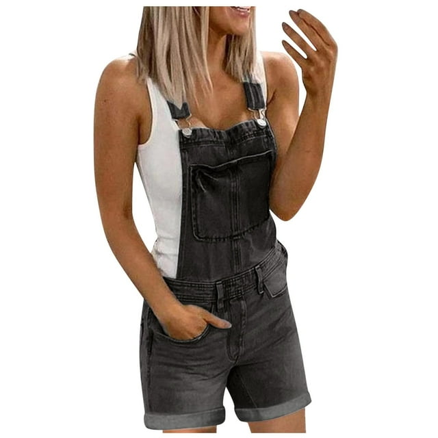 Kcodviy Salopettes en Denim pour Femmes et Combinaisons pour Femmes Grande Taille, Combinaisons en Denim Lavé, Combinaison Courte, Combishort Portefeuille, Col Roulé, Manches Longues pour Femmes, Tailleurs Pantalons pour Femmes
