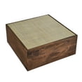 thumbnail image 6 of Coffee Sofa Side End Table, Square, Walnut Brown, Glass, Wood, Rattan, Living Room Lounge Cafe Lobby Hospitality Restaurant, Modern Contemporary, HB37574, 6 of 8
