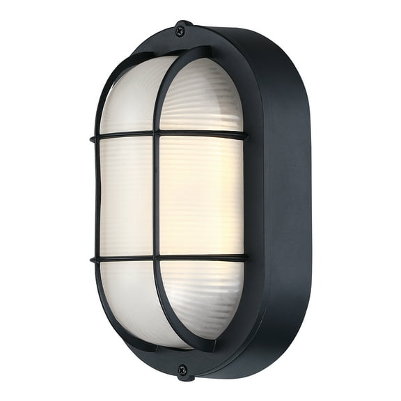 Industrial LED Outdoor Light Fixture Wall Mount with Ellipse Frosted Glass Shade, Dimmable, 3000K, 450 Lumens