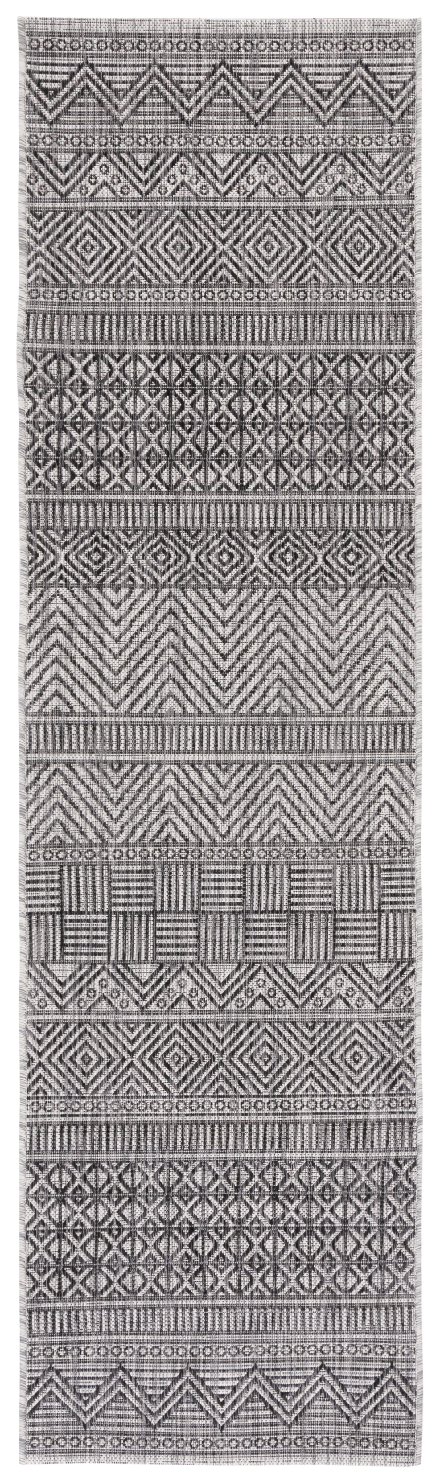 Safavieh Courtyard Altan Geometric Indoor/Outdoor Runner Rug, Black/Gray, 2'3" x 20'